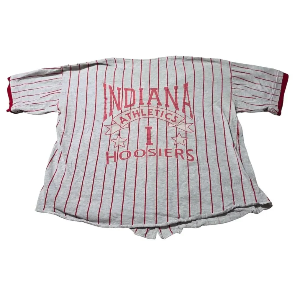 Vintage Indiana Hoosiers Baseball Jersey Shirt Boxy Pinstripe IU NCAA USA